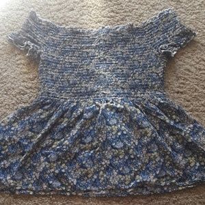Off the sholder smocked floral top forever 21